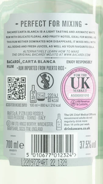 Bacardi Carta Blanca Rum view 3