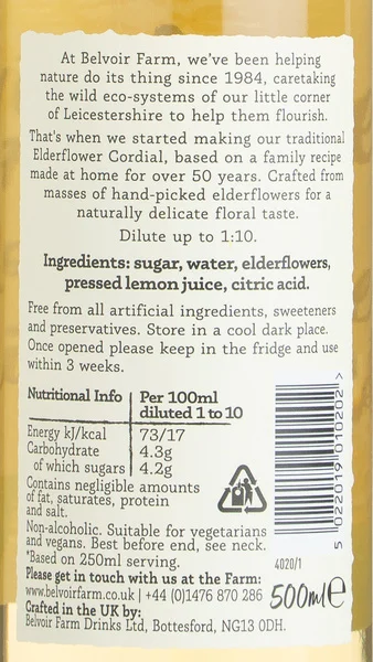 Belvoir Elderflower Cordial view 3