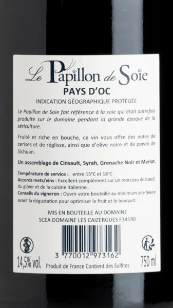 Le Papillon de Soie, Domaine Les Caizergues 2020 view 3