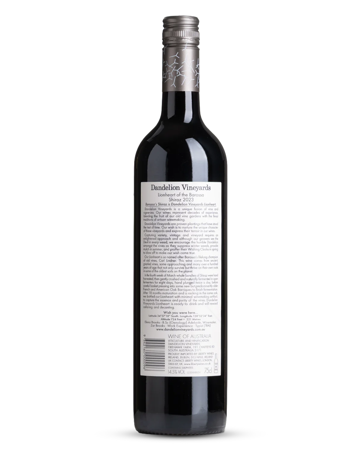 Dandelion Vineyards Lionheart of the Barossa Shiraz 2023 view 2