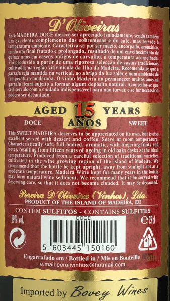D'Oliveiras Madeira 15 Year-old Sweet view 3