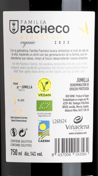 Pacheco Organic Monastrell 2024 view 3