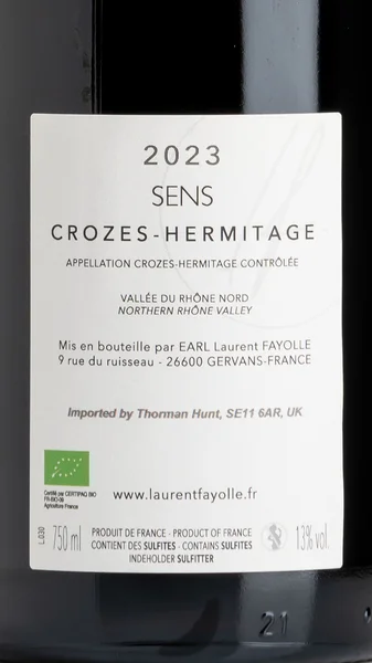 Crozes Hermitage Sens, Laurent Fayolle 2024 view 3