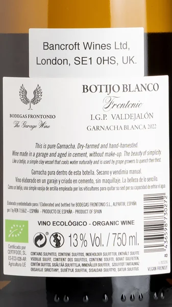 Botijo Blanco, Bodegas Frontonio 2022 view 3