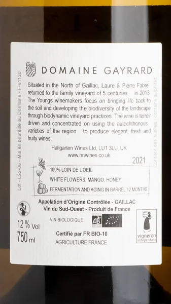 Domaine Gayrard Loin de l'Oeil, Gaillac Blanc 2021 view 3