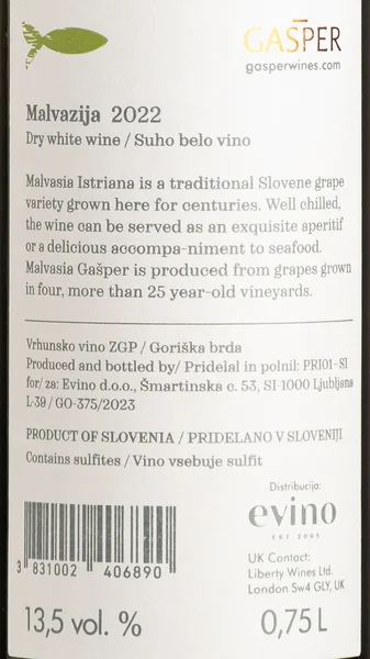 Gasper Malvazija 2023 view 3