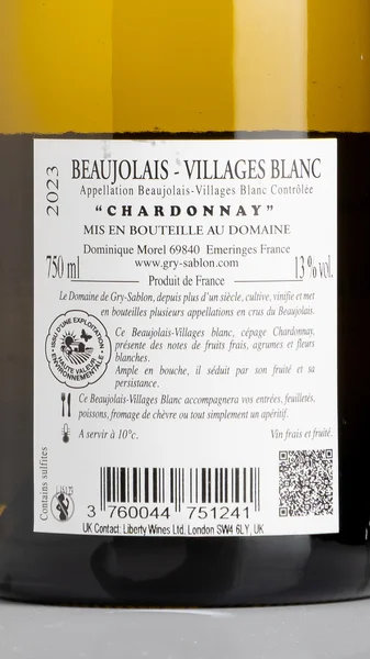 Beaujolais-Villages Blanc, Dominique Morel 2023 view 3