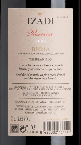 Izadi Rioja Reserva 2020 view 3