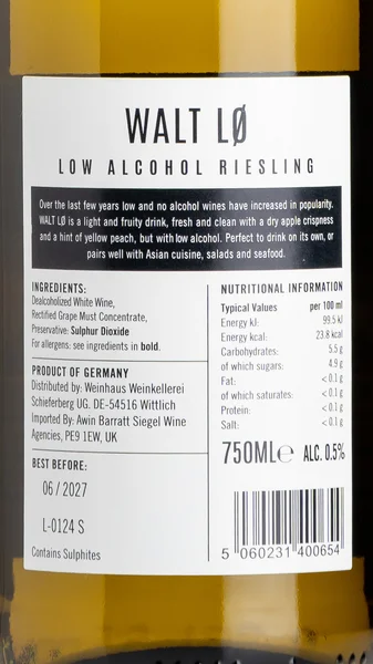 Walt Lo 0.5% Low Alcohol Riesling NV view 3