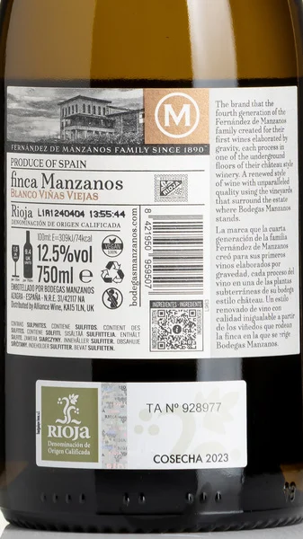 Finca Manzanos 1890 Blanco Vinas Viejas, Rioja 2024 view 3