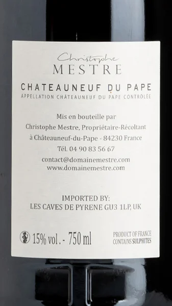 Châteauneuf-du-Pape Cuvée Les Sommeliers, Christoph Mestre 2020 view 3