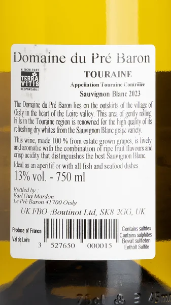 Touraine Sauvignon Blanc, Domaine Pre Baron 2025 view 3