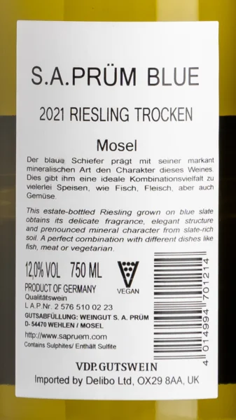 SA Prum Blue Riesling Trocken 2022 view 3