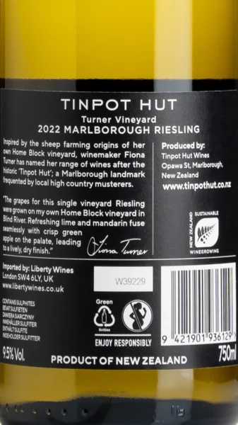 Tinpot Hut, 'Turner Vineyard' Riesling 2022 view 3