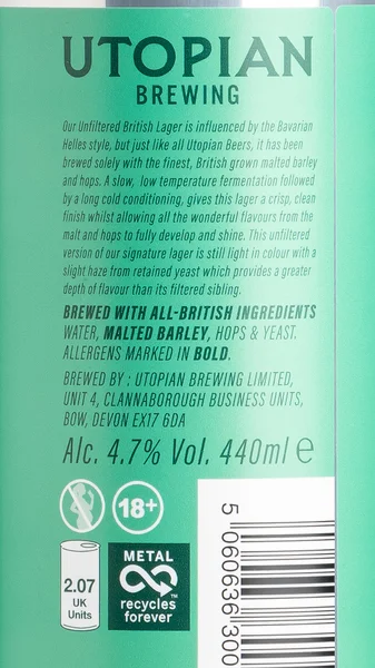 Utopian Brewing Unfiltered Lager view 3