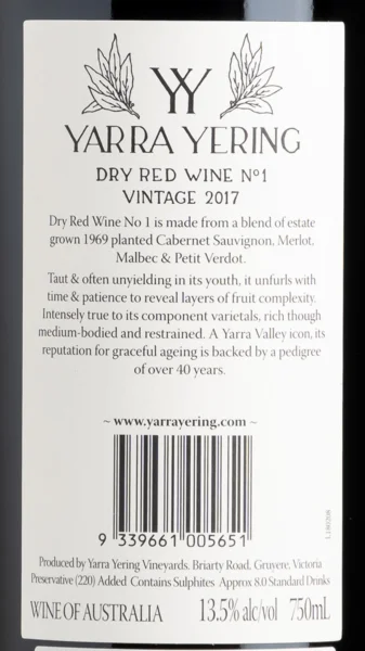 Yarra Yering Dry Red No.1, Yarra Valley 2017 view 3